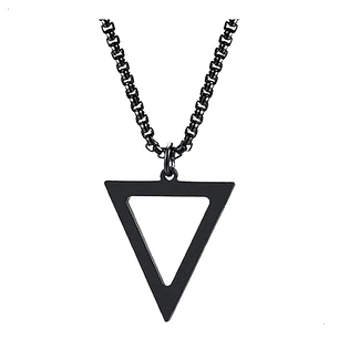 Collar Black Or Silver Triangle, Acero Inoxidable, Hombre