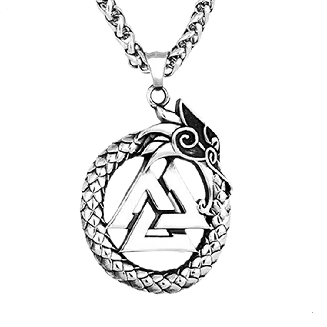 Collar Vikingo Valknut-dragón Nórdico, Acero Inoxidable 1
