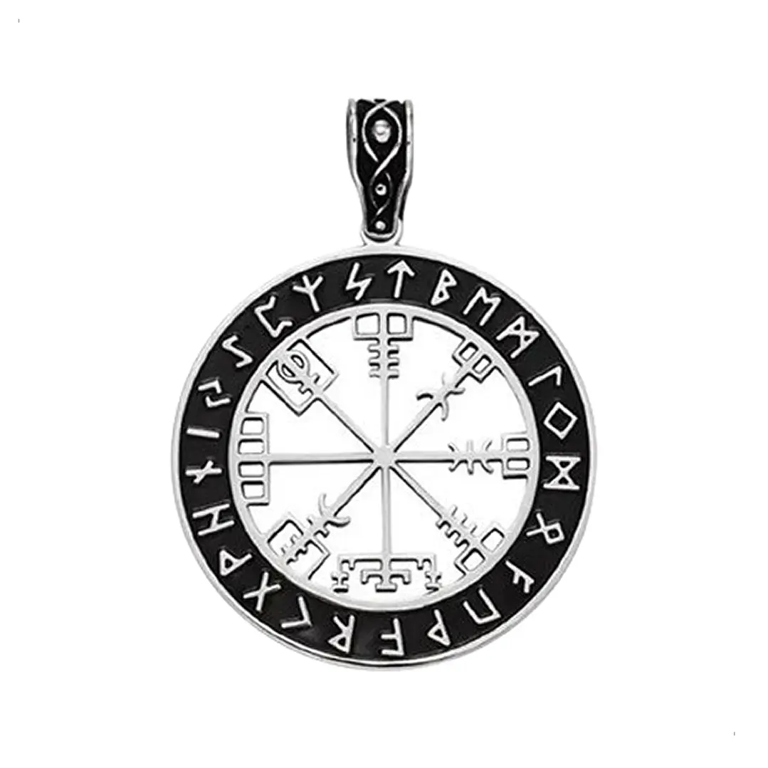 Collar Vikingo Vegvísir-runas, Acero Inoxidable, Unisex 1