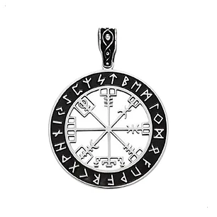 Collar Vikingo Vegvísir-runas, Acero Inoxidable, Unisex
