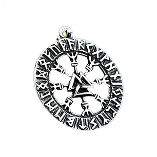 Collar Vikingo Valknut Aegishjalmur Rústico, Acero Inox.
