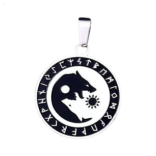 Collar Vikingo Fenrir-runas, Acero Inoxidable, Unisex