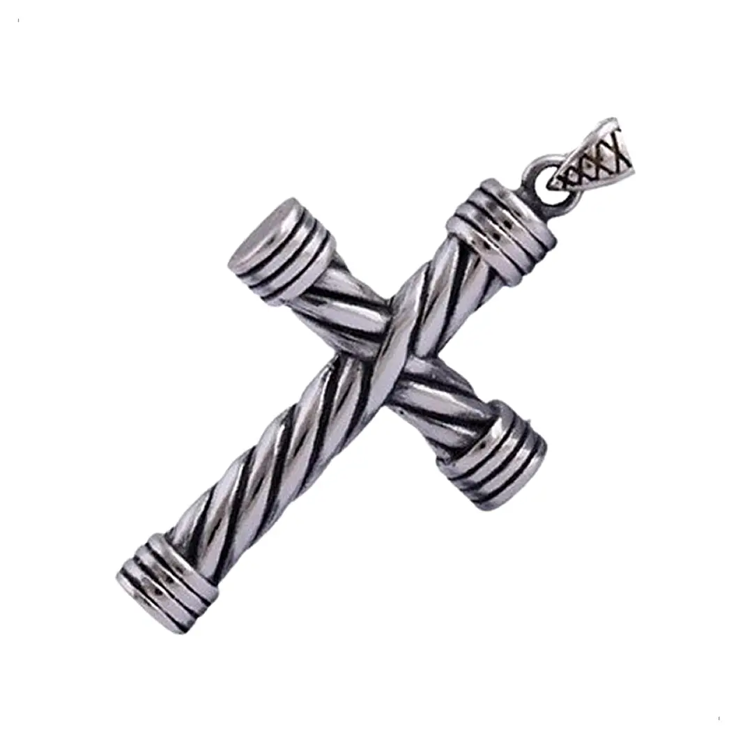 Collar Cruz Trenzada, Acero Inoxidable, Hombre 1