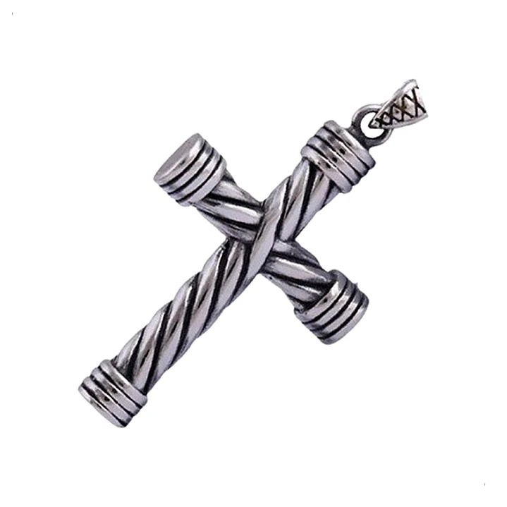 Collar Cruz Trenzada, Acero Inoxidable, Hombre 1