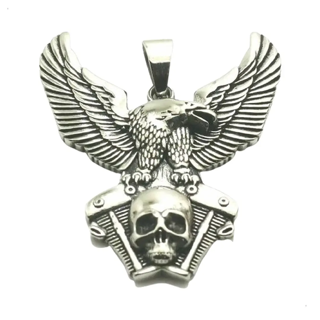 Collar Skull Eagle, Acero Inoxidable Macizo, Hombre 1