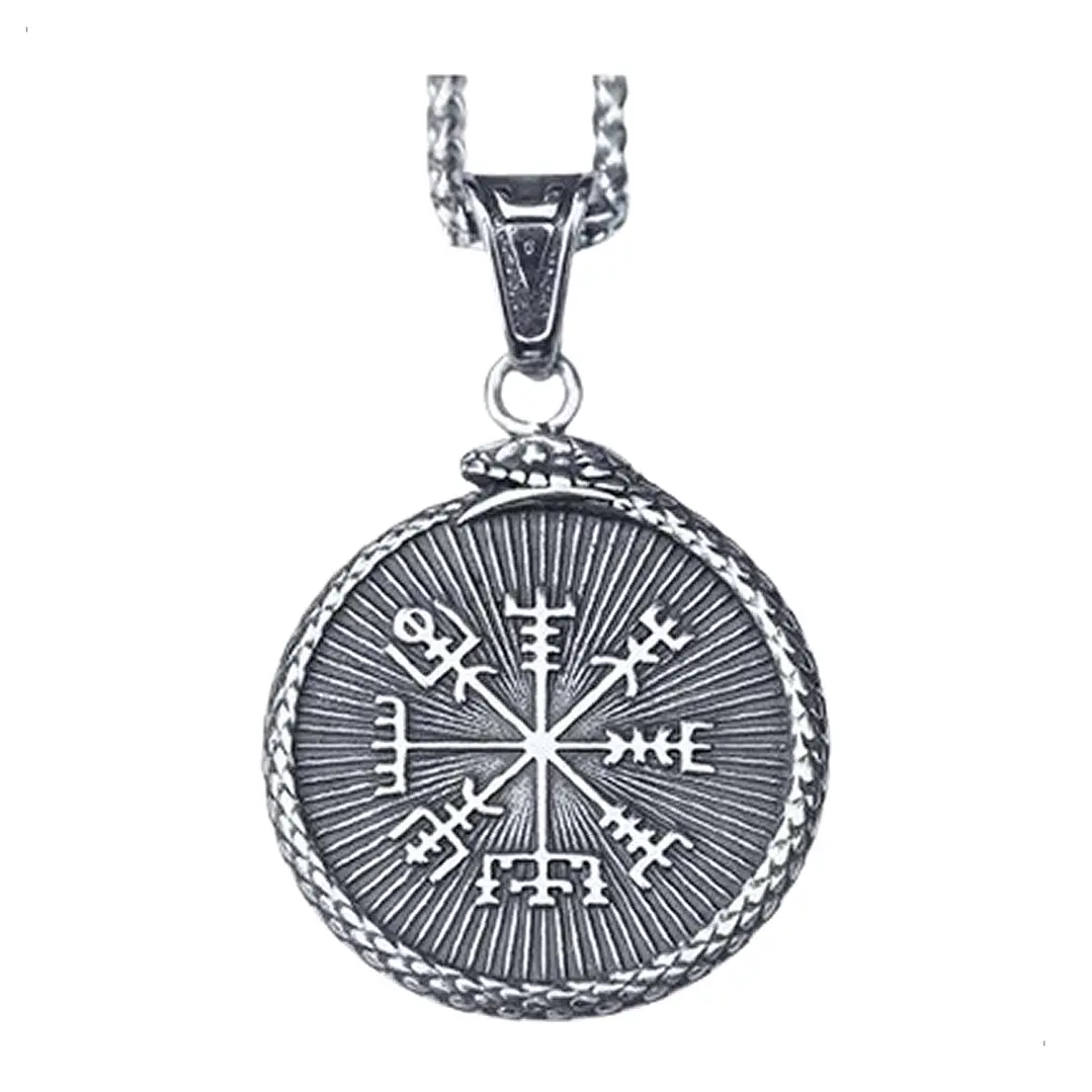 Collar Vikingo Vegvísir-valknut, Acero Inox. Hombre-mujer 1