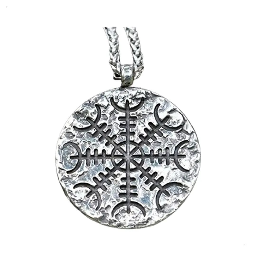 Collar Vikingo Con Runa Aegishjalmur, Acero Inoxidable 1