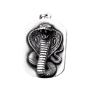 Collar Serpiente Cobra, Acero Inoxidable, Hombre