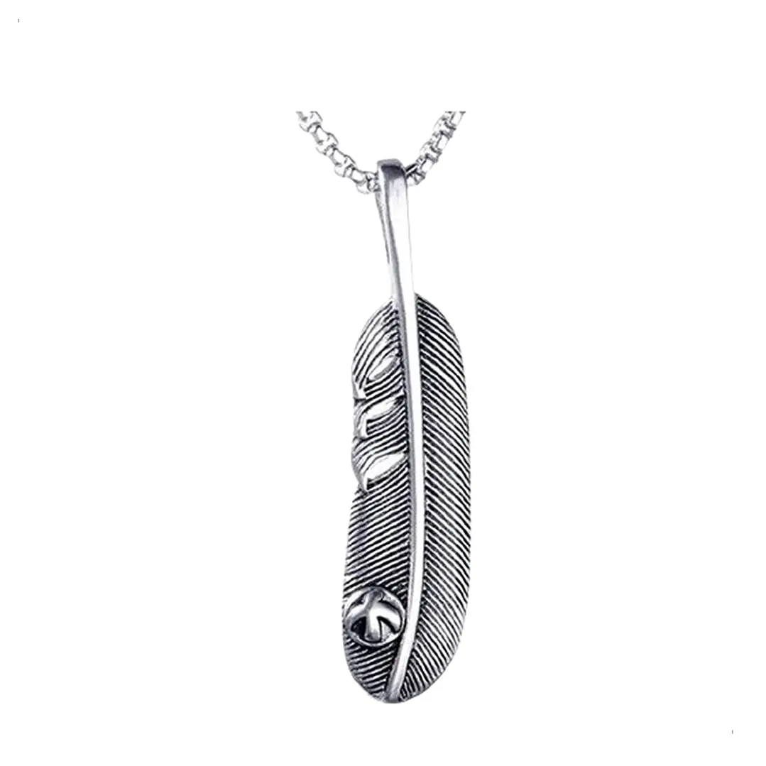 Collar Big Feather, Acero Inoxidable, Hombre 1