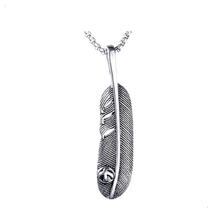 Collar Big Feather, Acero Inoxidable, Hombre