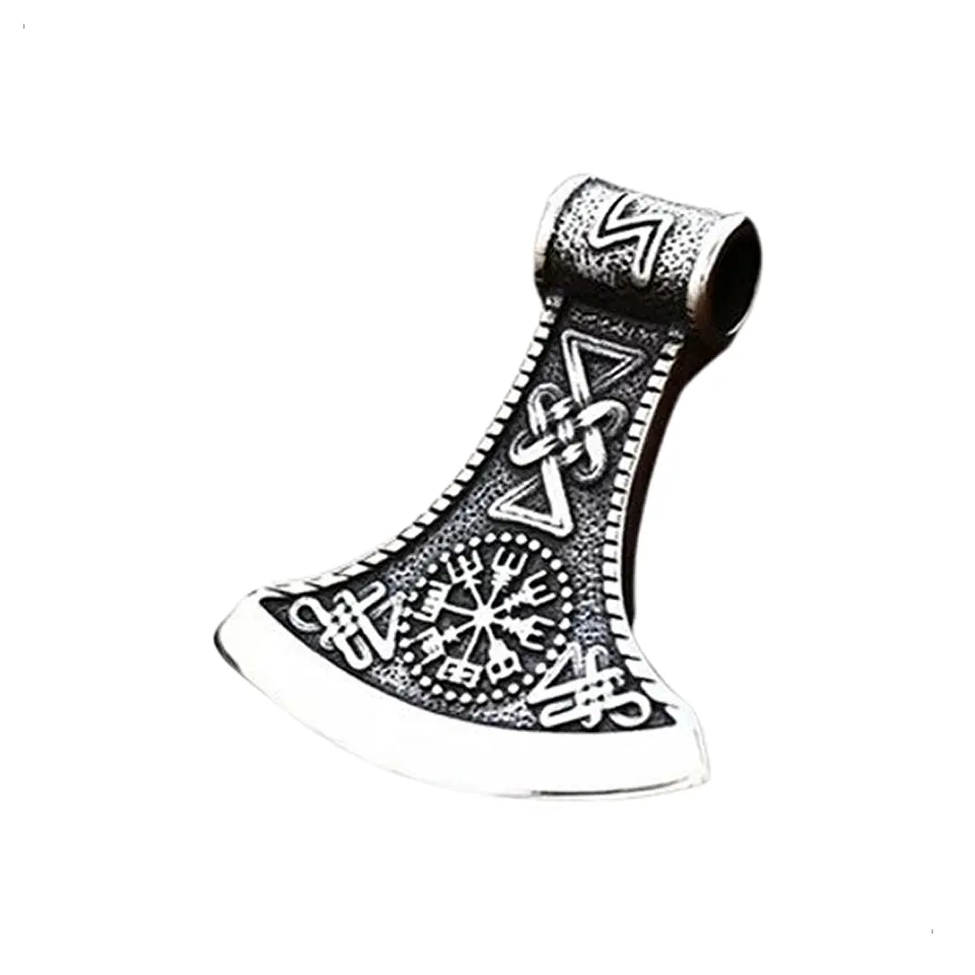 Collar Vikingo Hacha Tallada Runa, Acero Quirúrgico, Hombre 1