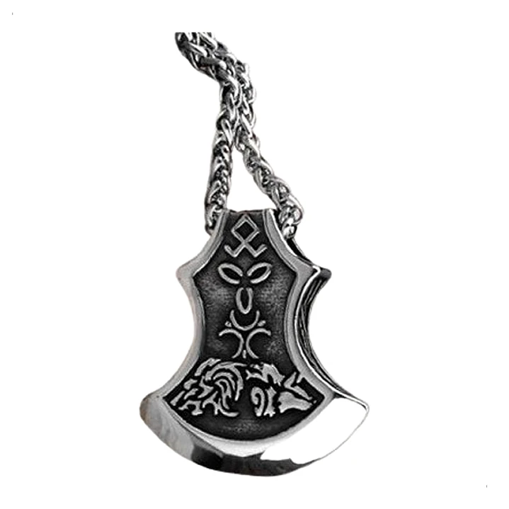 Collar Vikingo Hacha Maciza, Acero Inoxidable, Hombre 1