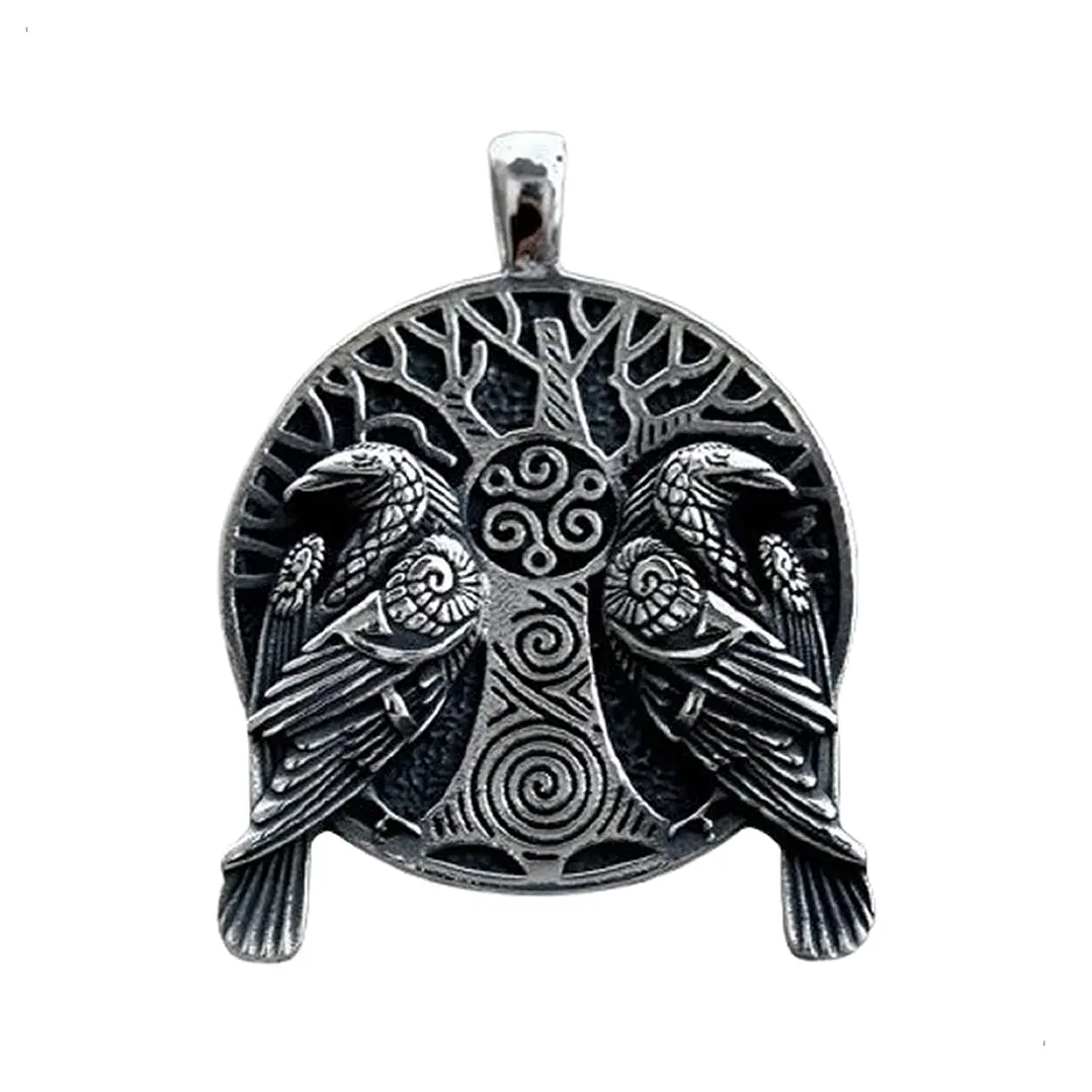 Collar Vikingo Cuervos De Odín, Acero Inoxidable, Unisex 1