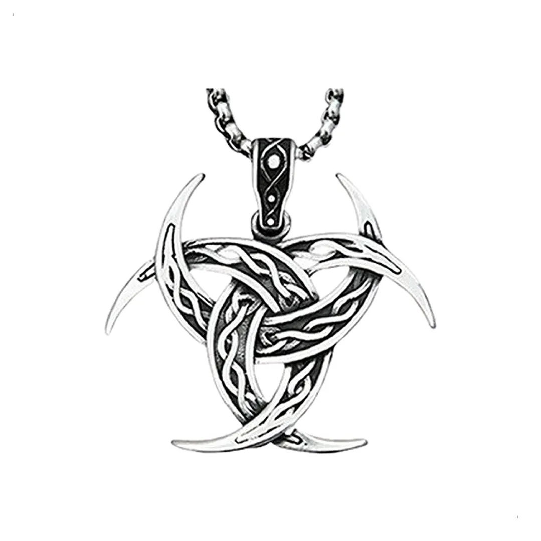 Collar Vikingo Triple Cuerno De Odín Tallado, Acero Inox. 1