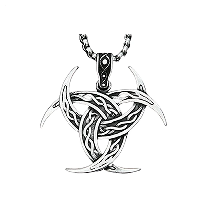 Collar Vikingo Triple Cuerno De Odín Tallado, Acero Inox. 1