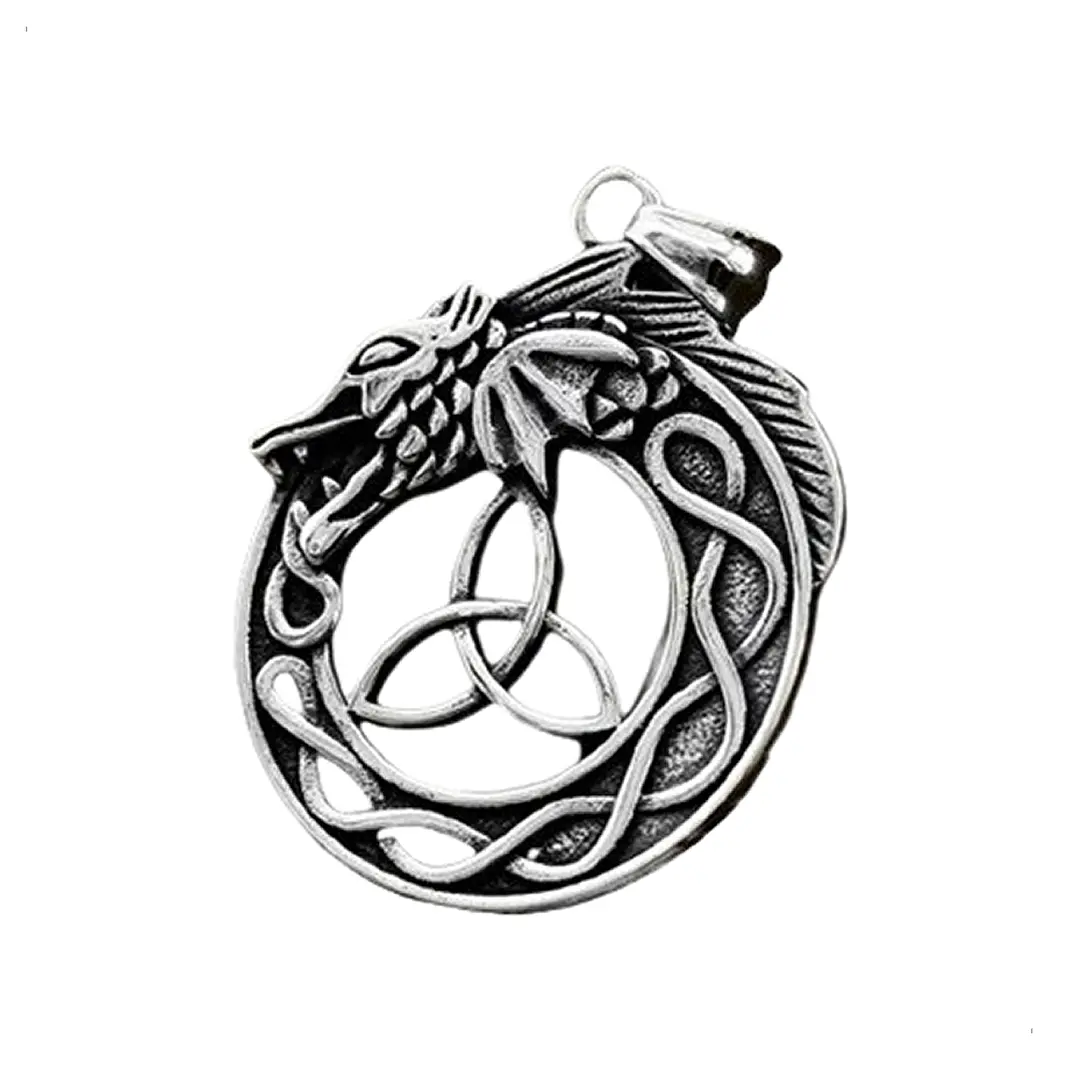 Collar Dragón Y Nudo Celta, Acero Inoxidable, Hombre 1