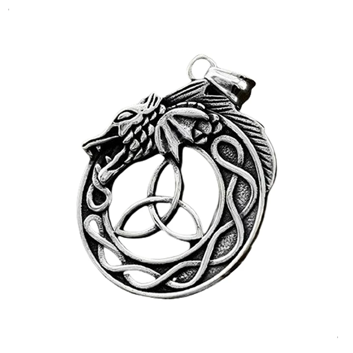 Collar Dragón Y Nudo Celta, Acero Inoxidable, Hombre 1