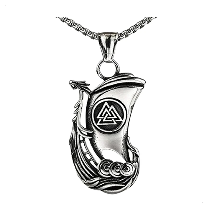 Collar Vikingo Drakkar-valknut, Acero Inoxidable, Hombre 1