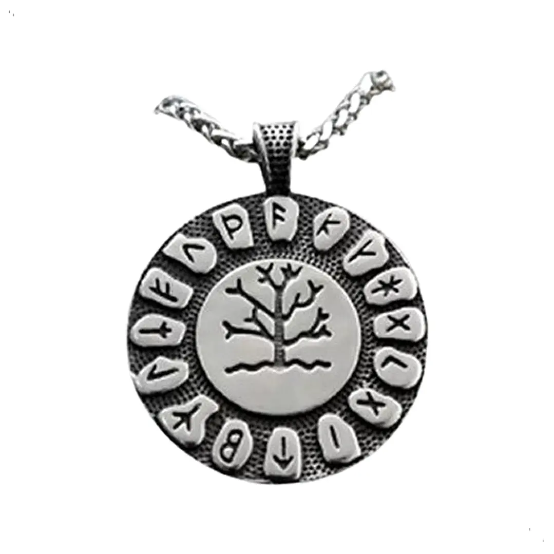 Collar Vikingo Yggdrasil Y Runas, Acero Inoxidable 1
