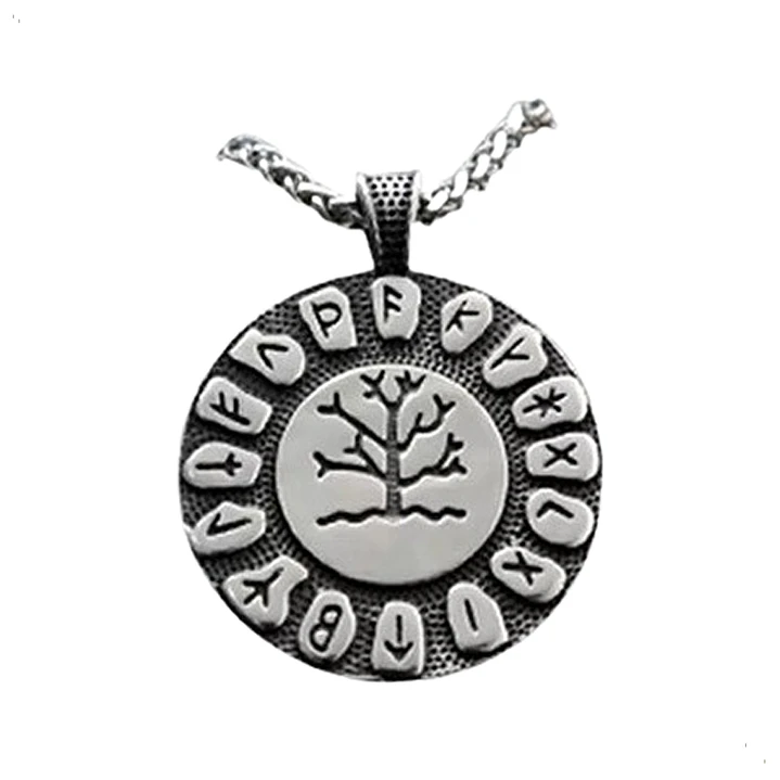 Collar Vikingo Yggdrasil Y Runas, Acero Inoxidable 1