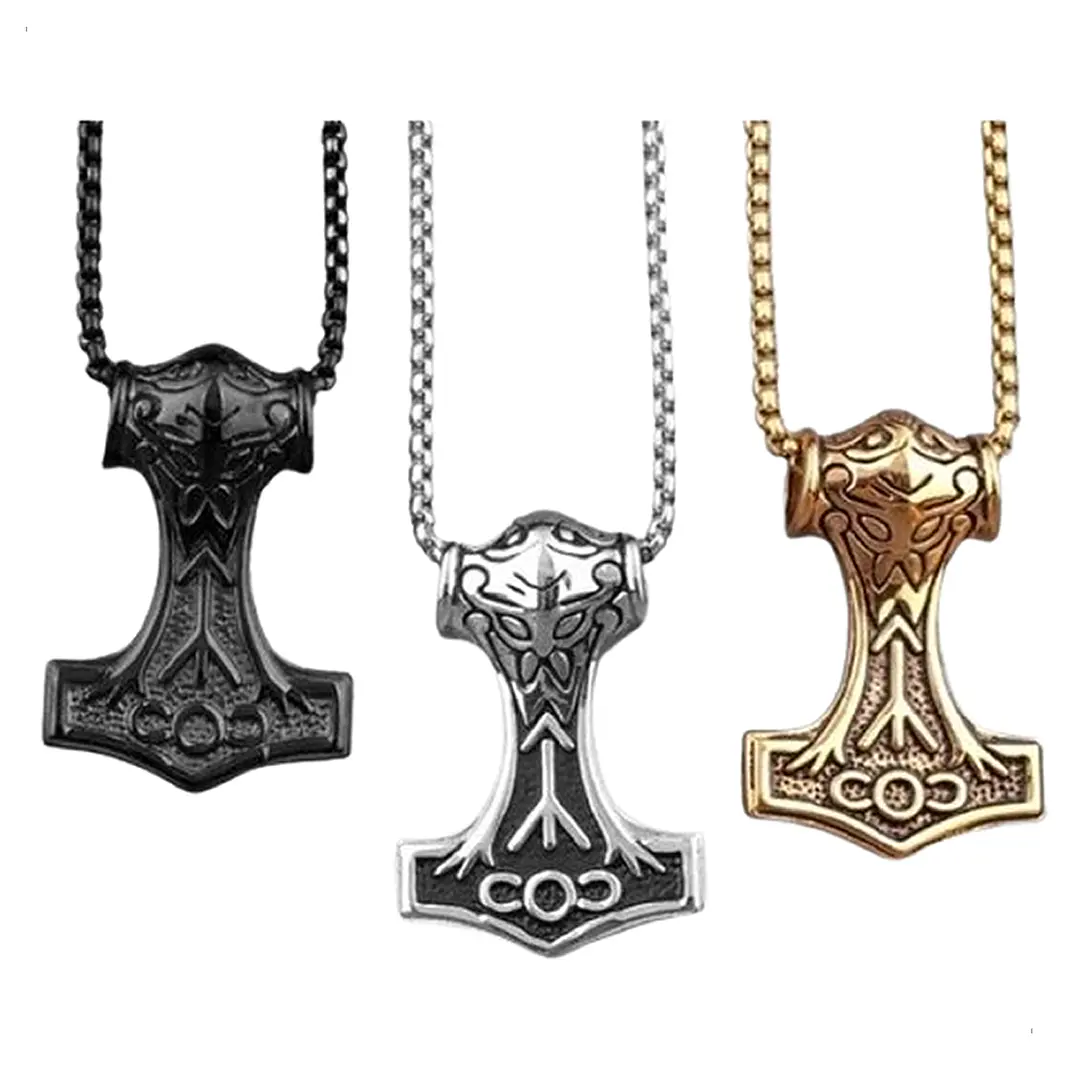 Collar Vikingo Mjölnir, Acero Inoxidable, Hombre 1