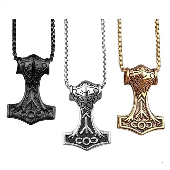 Collar Vikingo Mjölnir, Acero Inoxidable, Hombre 1