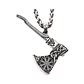 Collar Vikingo Hacha Con Tallado Aegishjalmur, Acero Inox. - Miniatura 1