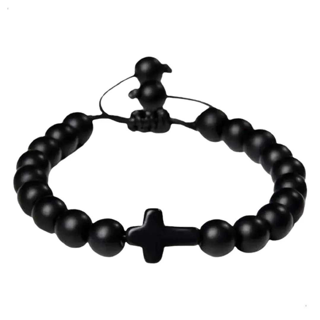 Pulsera Piedras Naturales, Ónix Cross, Unisex, Ajustable 1