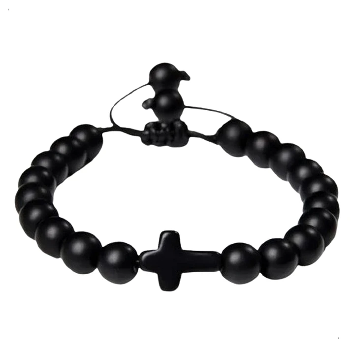 Pulsera Piedras Naturales, Ónix Cross, Unisex, Ajustable 1