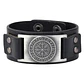 Pulsera Vikinga Vegvísir, Cuero Vegano Negro, Con Broche - Miniatura 1