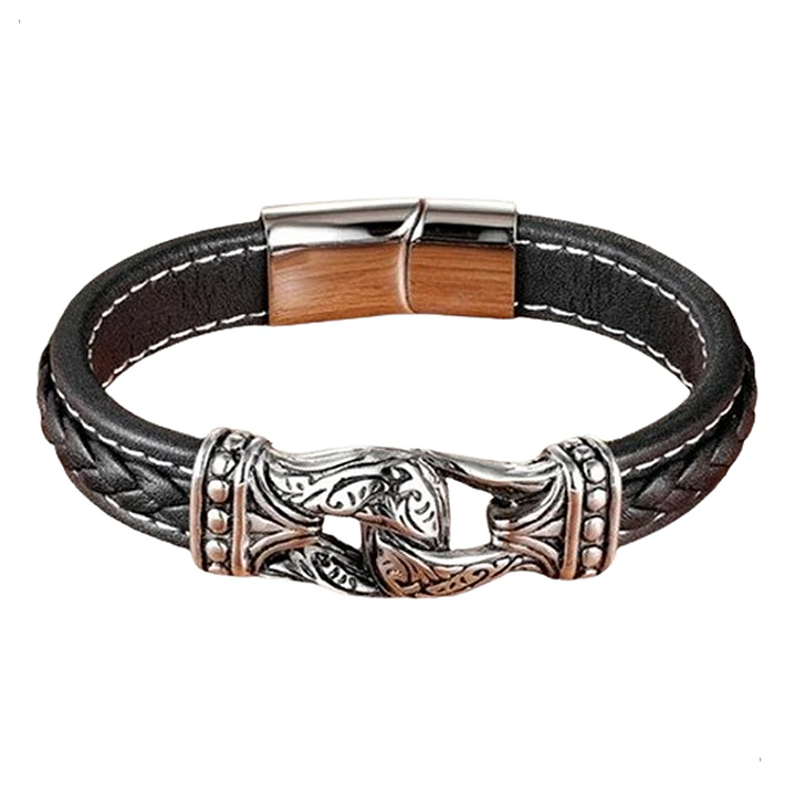 Pulsera Cuero Trenzado Big Knot, Cierre Magnético, Hombre 1