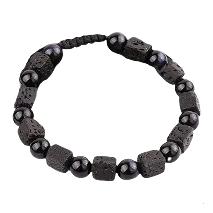 Pulsera Piedras Naturales, Ónix-piedra Volcánica, Ajustable 1