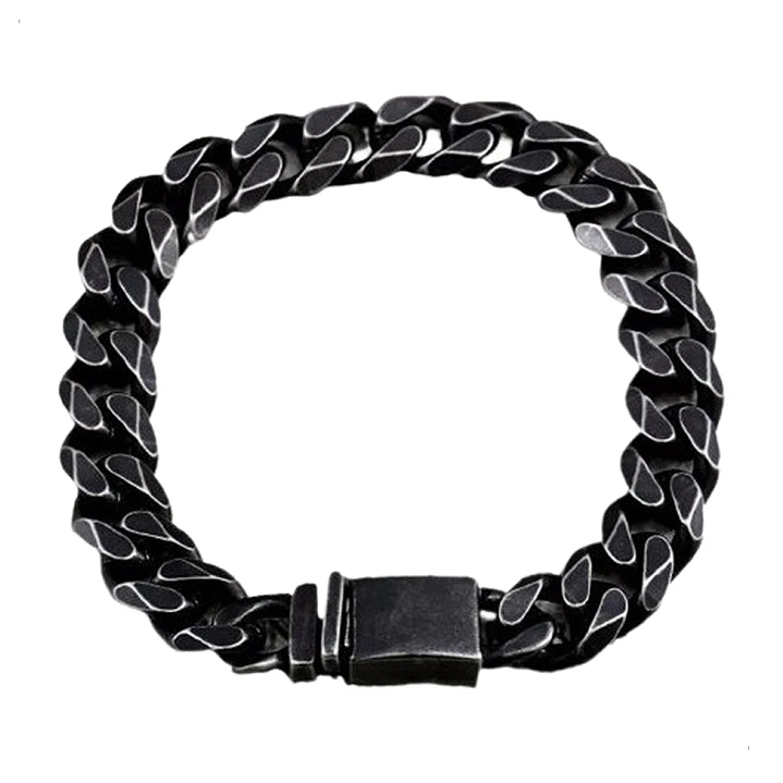 Pulsera Acero Trenzado Eslabón Cubano, Estilo Vintage 1