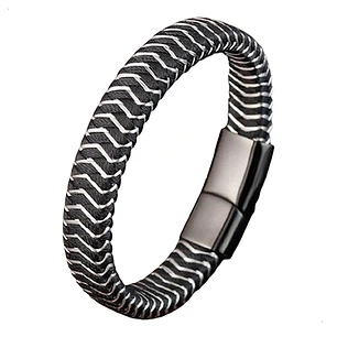 Pulsera Cuero Zebra, Cierre Magnético, Hombre