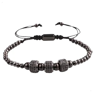 Pulsera Piedras Naturales Ónix Y Micro-zircones, Macramé