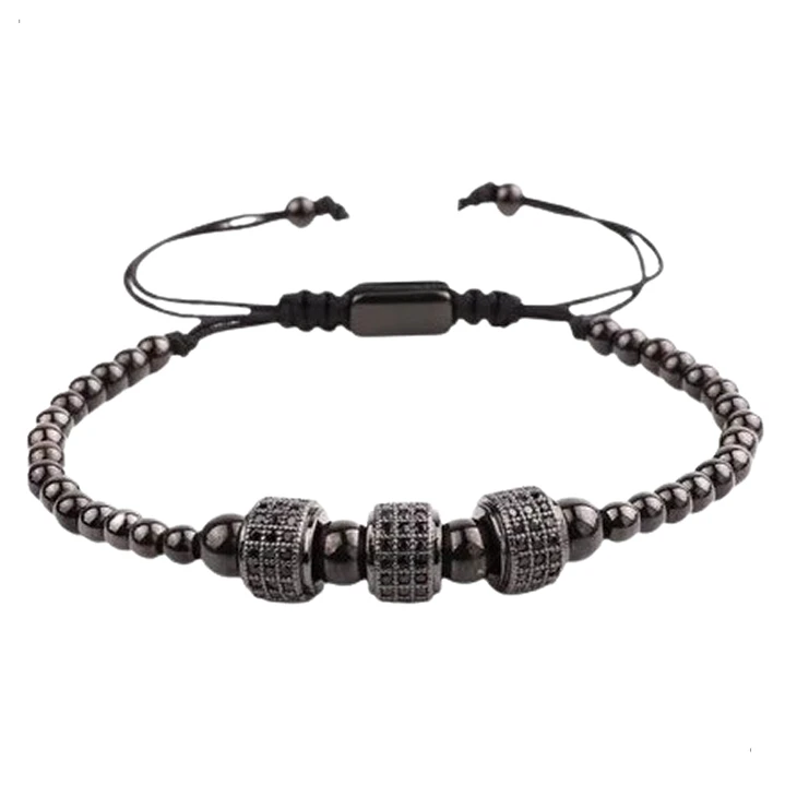 Pulsera Piedras Naturales Ónix Y Micro-zircones, Macramé 1