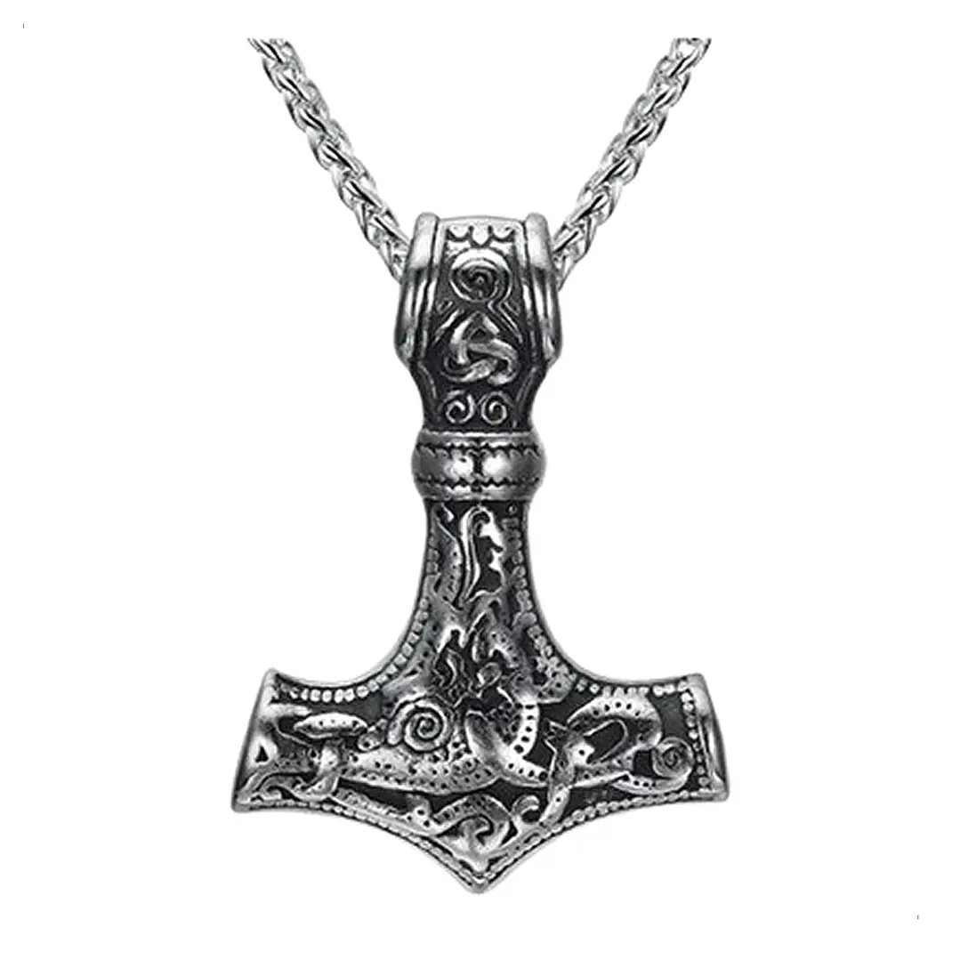 Collar Martillo De Thor Acero Inoxidable Hombre 1