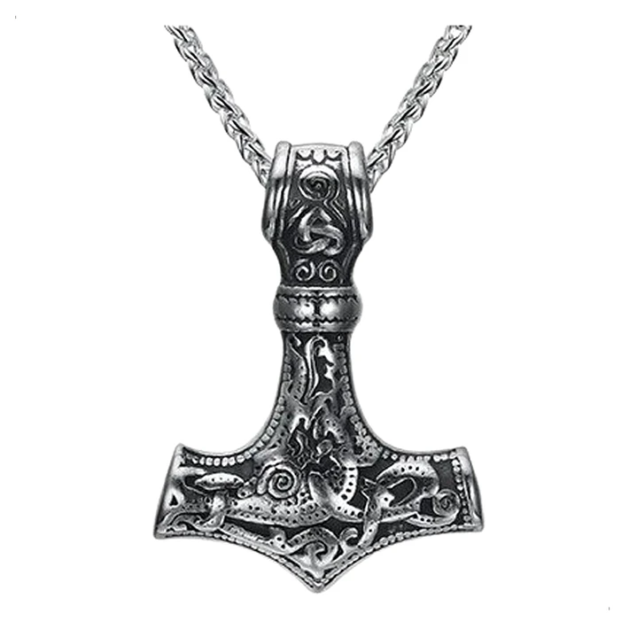 Collar Martillo De Thor Acero Inoxidable Hombre 1