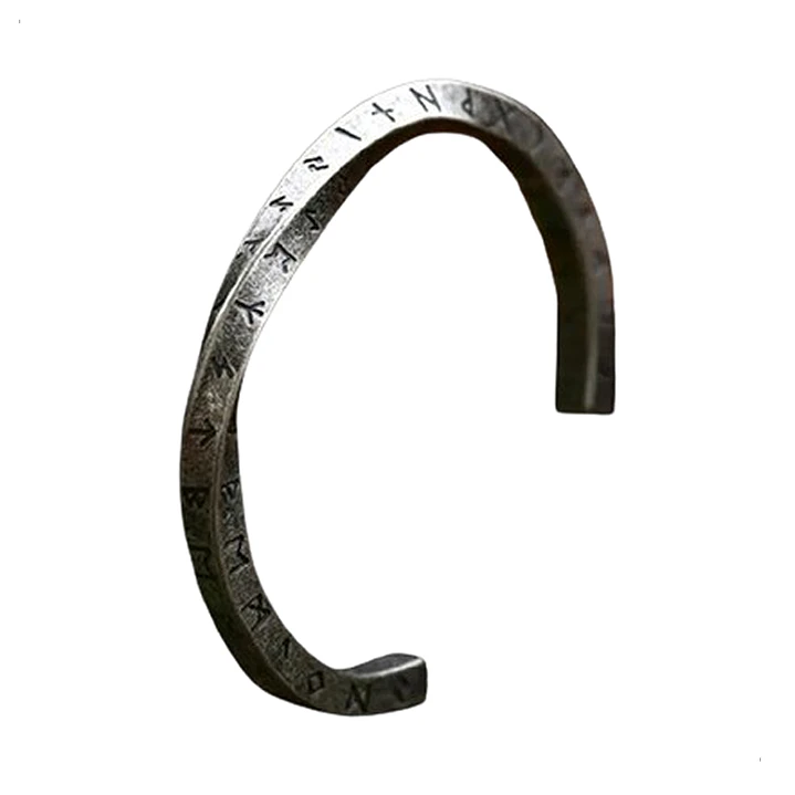 Brazalete Vikingo Runas Nórdicas, Acero Inoxidable Torcido 1