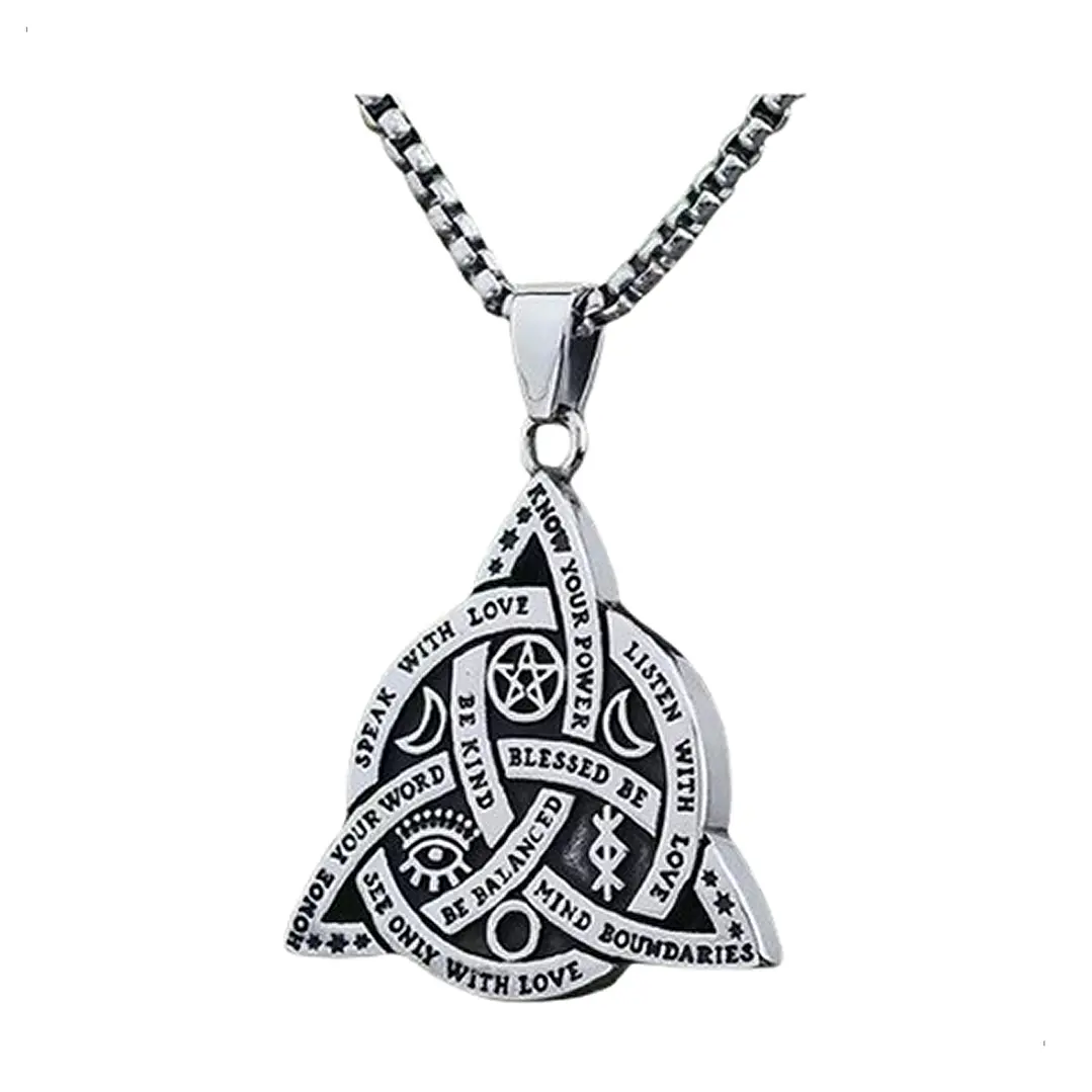 Collar Triqueta Celta Protección, Acero Inoxidable Macizo 1