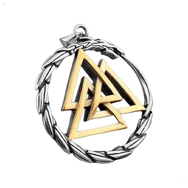 Medallón Vikingo Dragón-valknut, Acero Inoxidable 1