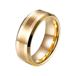 Anillo Tungsteno Eclipse Gold 8mm, Compromiso Premium