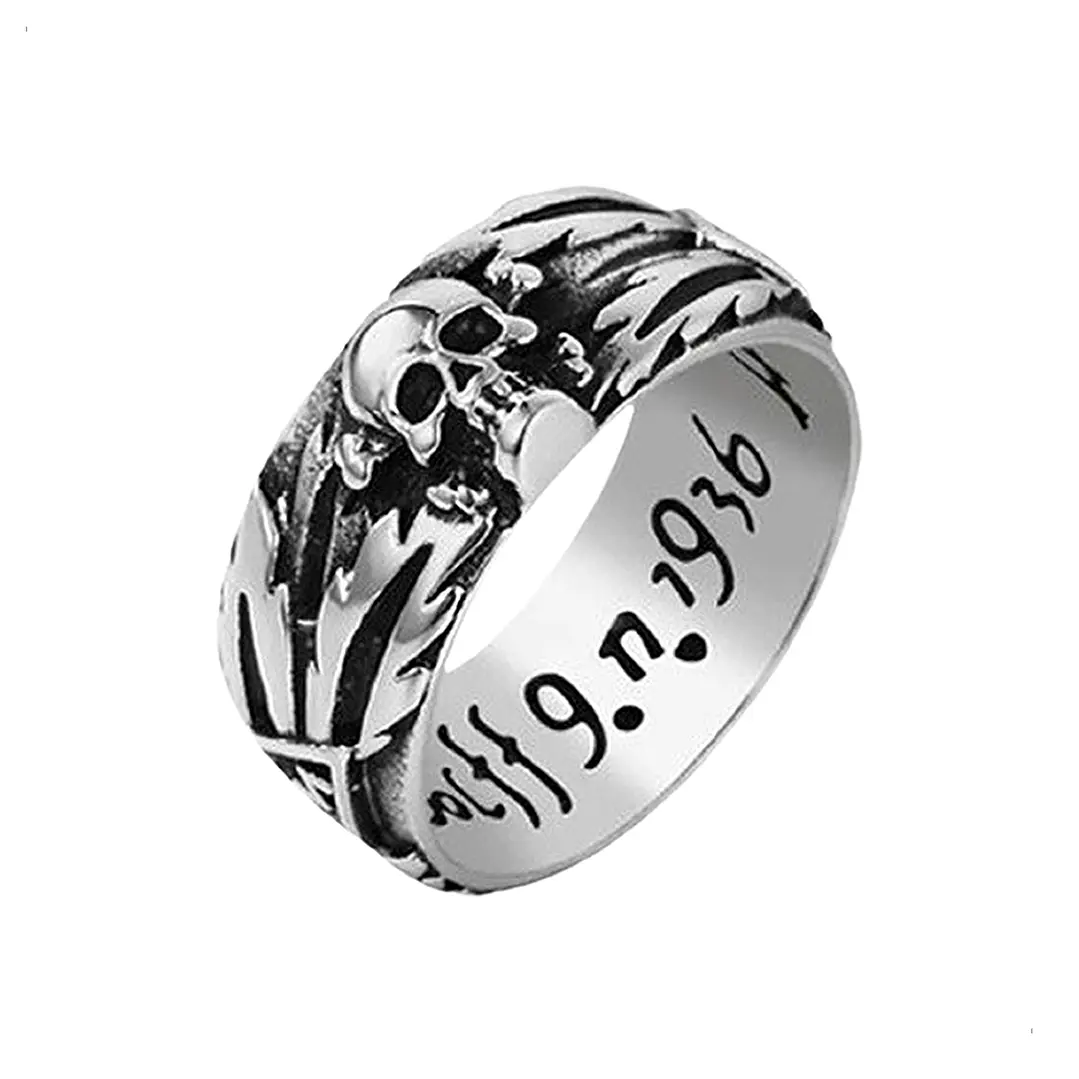 Anillo Calavera Tallada, Acero Inoxidable, Unisex 1