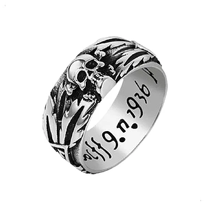 Anillo Calavera Tallada, Acero Inoxidable, Unisex