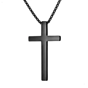 Collar Cruz Negra Royal Classic, Acero Inox. 316L, Hombre