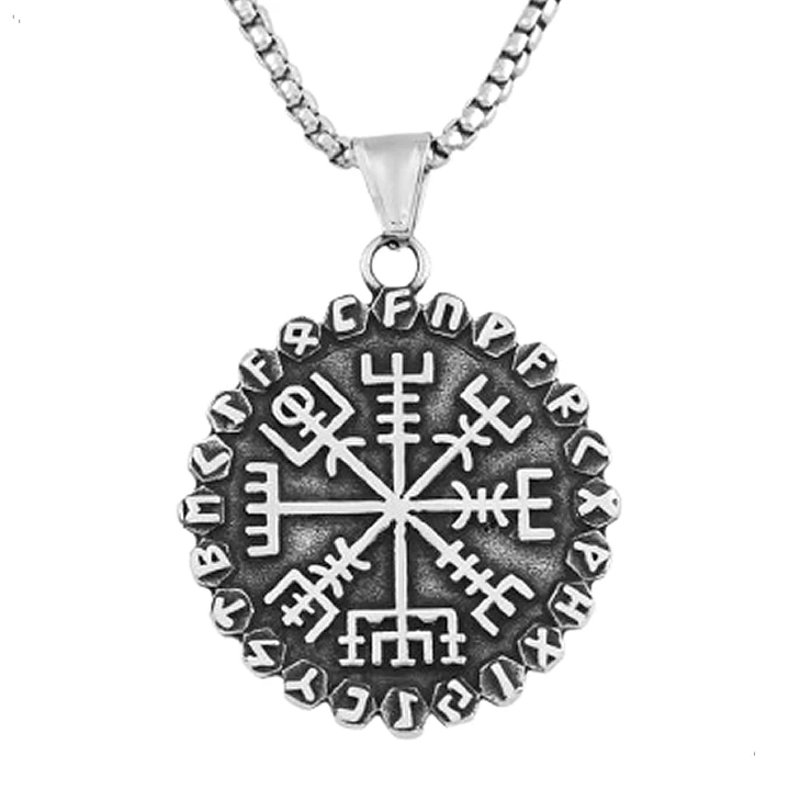 Collar Vikingo Vegvísir-Aegishjalmur, Acero Inox., Unisex 1