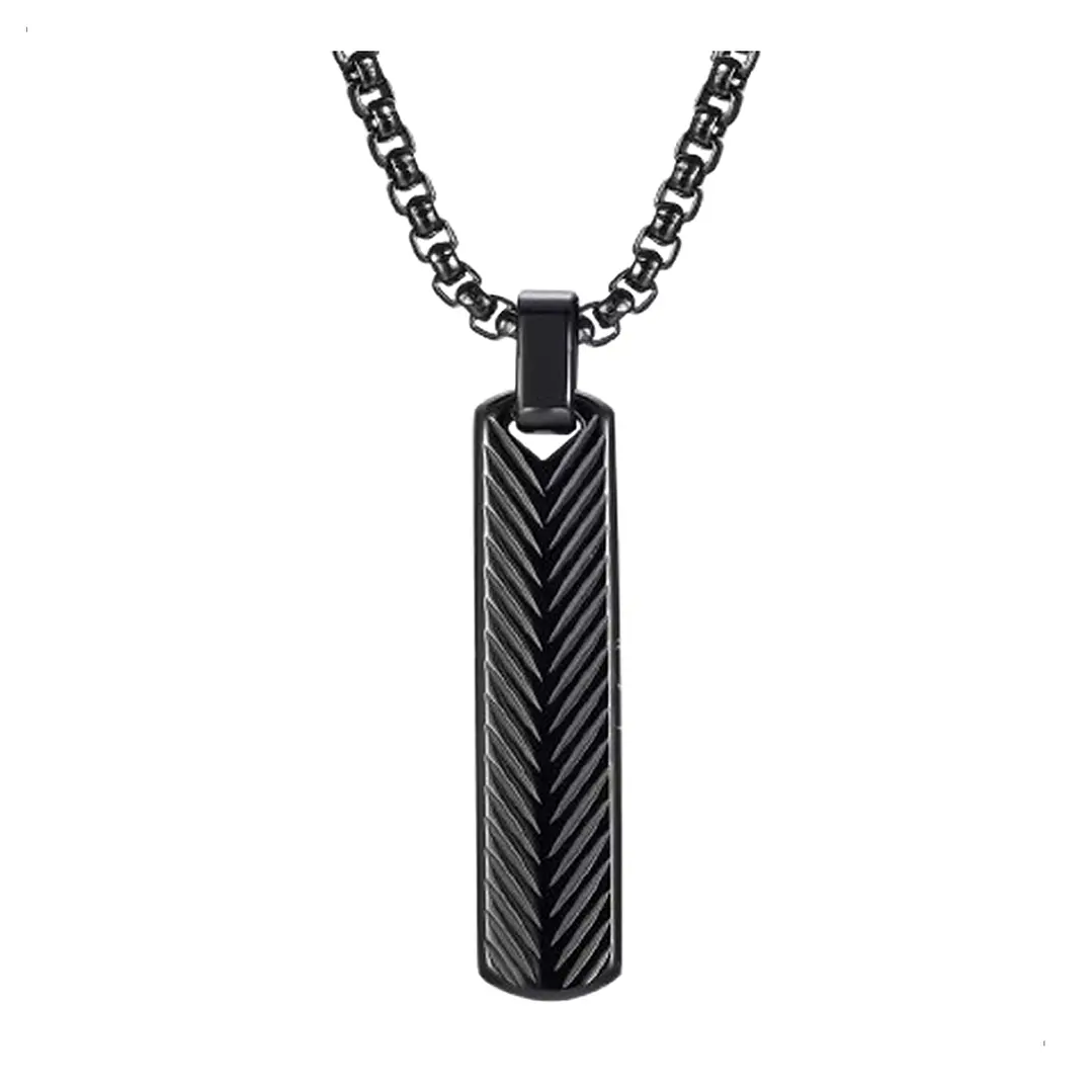 Collar Negro Minimalista Legacy, Acero Inoxidable, Hombre 1