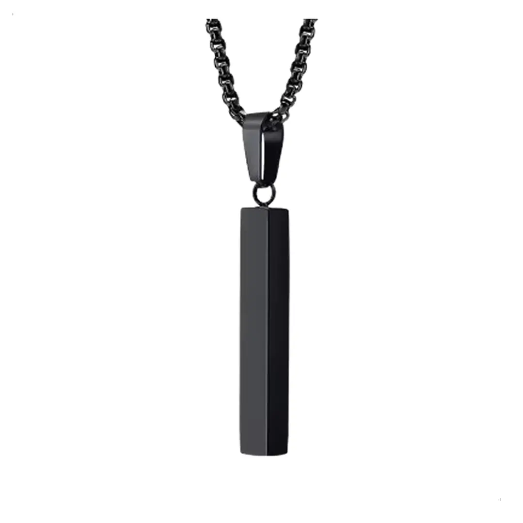 Collar Negro Minimalista Horizon, Acero Inoxidable, Hombre 1