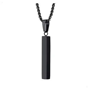 Collar Negro Minimalista Horizon, Acero Inoxidable, Hombre