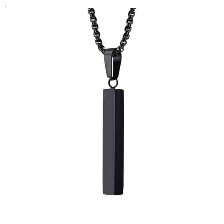 Collar Negro Minimalista Horizon, Acero Inoxidable, Hombre 1